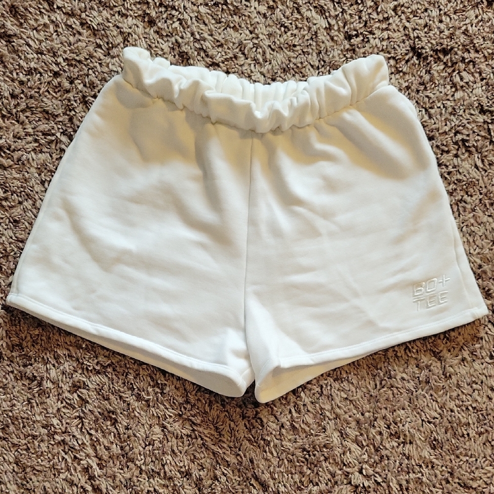Bo+Tee White Athletic Shorts for Women